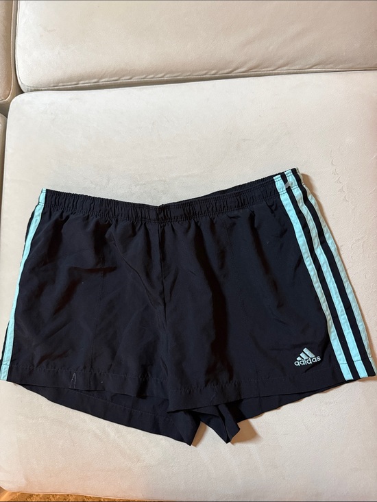 adidas Pants - adidas Black Shorts with Mint Green Side Stripes
